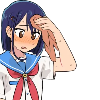 😰 anime, girl, sweat, embarrassed, nervous telegram sticker