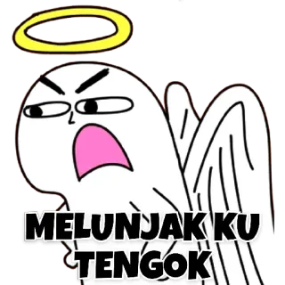 😤 MELUNJAK KU TENGOK anjo, desenho animado, asas, auréola, engraçado telegram sticker