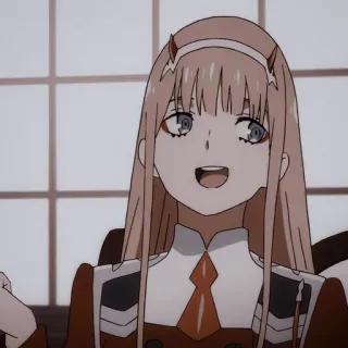 😅 Zero Two Darling in the Franxx Anime, Dziewczyna, Zero Two, Uśmiech telegram sticker
