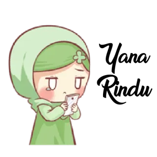 📱 Hijab, Muslim, Mädchen, Handy, Cartoon, Islam, Chibi telegram sticker