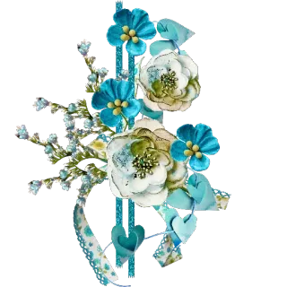 🌸 цветок, цветочный, букет, декор, синий, белый, сердца telegram sticker