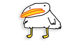 🦆 bird, duck, cartoon, animal, white telegram sticker