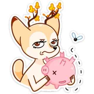 🐖 cervo, animal, desenho animado, outono, folhas, porco whatsapp sticker