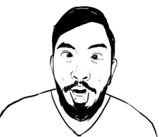 😳 man, face, expression, portrait, facial expression, beard, cartoon telegram sticker