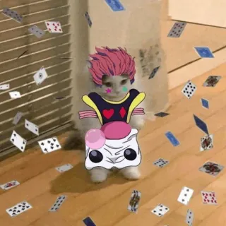 🐈 Hisoka Hunter x Hunter gato, anime, Hisoka, Hunter x Hunter, cartas de baralho, mangá telegram sticker