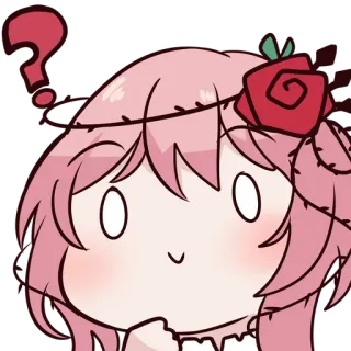 🤌 Anime, Pergunta, Confuso, Rosa, Cabelo rosa telegram sticker