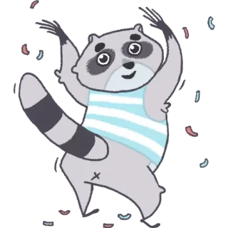 🎊 raccoon, animal, cartoon, cute, sticker telegram sticker