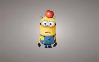 🙁 Minion Despicable Me cartoon, minion, apple, funny, cute telegram sticker
