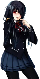 😏 Kurumi Tokisaki Date A Live Anime, Menina, Uniforme, Escola, Olhos vermelhos telegram sticker