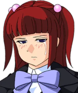 😔 Anime, weinen, Mädchen, rote Haare, traurig whatsapp sticker