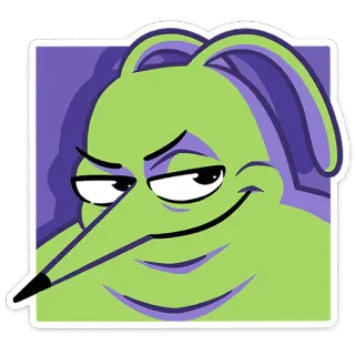 😏 Cartoon, Personage, Groen, Gezicht, Smuilen telegram sticker