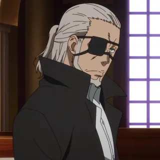 🧯 Leonard Burns Fire Force anime, firefighter, eyepatch, gray hair, Fire Force, Leonard Burns telegram sticker