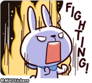 🤬 FIGHTING! Hase, Cartoon, Kampf, Wütend, Ausdruck, Motivation, Entschlossenheit telegram sticker