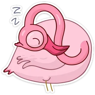 😴 火烈鸟, 睡眠, 动物, 鸟, 可爱, 睡觉, 卡哇伊 telegram sticker