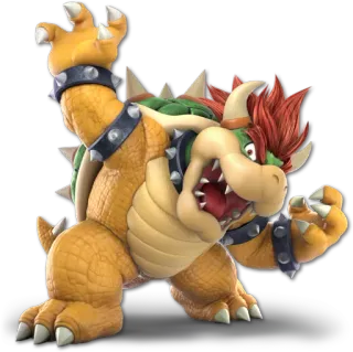 🐢 Bowser Super Mario Bowser, Super Mario, Videogame personage, Nintendo, Antagonist, Schildpad, Koning telegram sticker