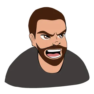 😡 enojado, hombre, dibujo animado, barba, expresión facial telegram sticker
