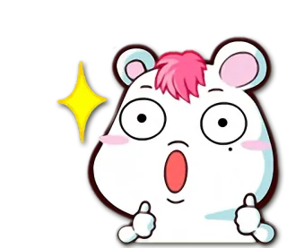 👍 Dibujo animado, Emoji, Lindo, Animal, Hámster, Pulgar arriba, Expresión, Estrella whatsapp sticker