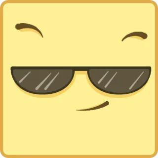 😎 Emoji, Okulary przeciwsłoneczne, Cool, Kwadrat, Żółty telegram sticker