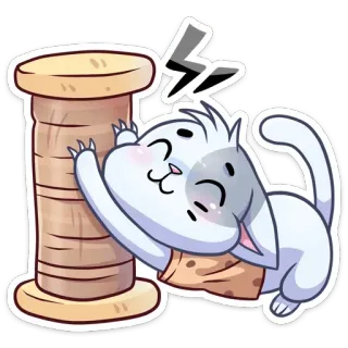 😌 cat, sticker, scratching post, animal, cartoon, playful, cute telegram sticker