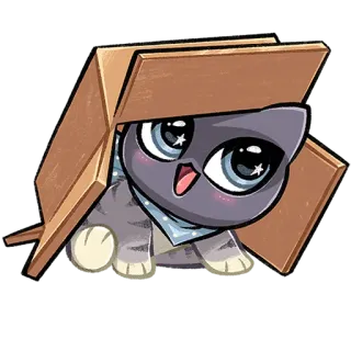 ☺️ 고양이, 새끼 고양이, 동물, 귀여운, 만화, 상자, 애완 동물 telegram sticker