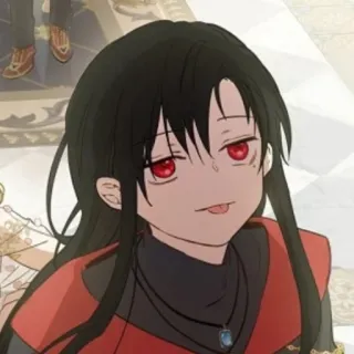 😛 Anime, Mädchen, Zunge, rote Augen, schwarze Haare whatsapp sticker