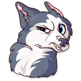 🙅 perro, husky, animal, mascota, dibujo animado, pegatina whatsapp sticker