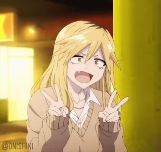 ✌️ @ONISHIKI 动漫, 女孩, 卡通, 和平标志, 角色 whatsapp sticker
