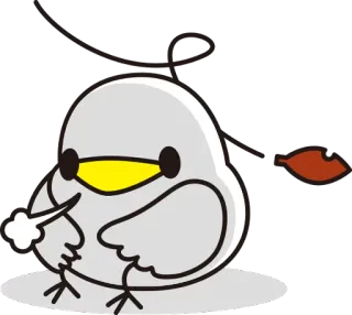 😔 pássaro, fofo, desenho animado, animal, esboço, inverno telegram sticker