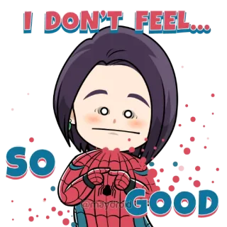 😳 I DON'T FEEL...SO GOOD cartoon, sad, marvel, spider-man, meme telegram sticker