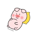 😋 猪, 可爱, 动物, 卡通, 睡觉, 枕头 telegram sticker
