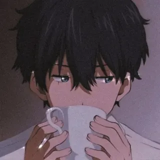 ♥️ アニメ, 男の子, 飲んでいる, コーヒー, お茶 telegram sticker