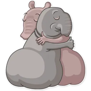 🤗 elephants, hugging, animals, cartoon telegram sticker