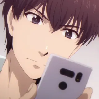 📱 Anime, Mann, Handy, Porträt, Cartoon telegram sticker