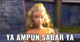 🌟 YA AMPUN SABAR YA mème, Barbie, expression, attente, frustration, déception telegram sticker