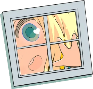 👻 卡通, 动漫, 漫画, 窗户, 眼睛, 爱心, 偷看 whatsapp sticker