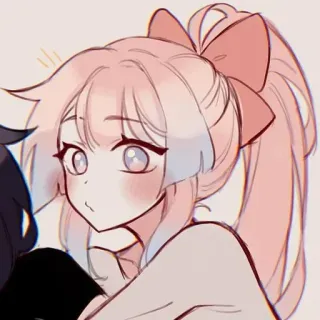 🐙 Kokomi Genshin Impact Anime, Cartone animato, Ragazza, Capelli rosa, Fiocco, Kokomi, Genshin Impact telegram sticker