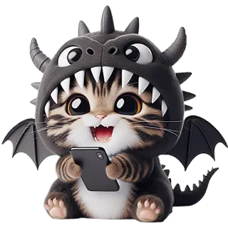 😄 gatto, drago, costume, animale, animale domestico, carino, telefono, cartone animato telegram sticker