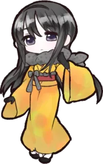 ❄ Anime, Chibi, Fofo, Menina, Roupa japonesa telegram sticker
