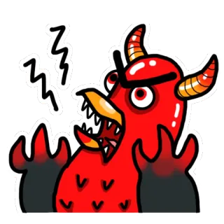 👹 ปีศาจ, โกรธ, สัตว์ประหลาด, สีแดง, การ์ตูน, ปีศาจ, สติกเกอร์ telegram sticker