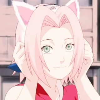 🌸 Sakura Naruto anime, sakura, naruto, katzenohren telegram sticker