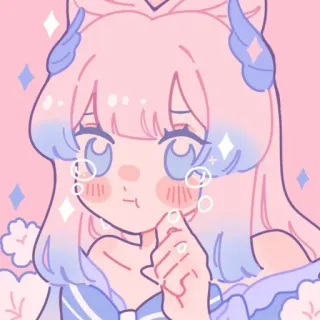 💗 Anime, Kawaii, Niedlich, Mädchen, Pastell, Rosa, Blau, Glitzernd, Weinend telegram sticker