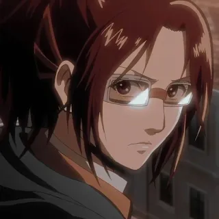 🌻 Hange Zoë Attack on Titan Anime, Personnage, Femme, Lunettes, Hange Zoë whatsapp sticker