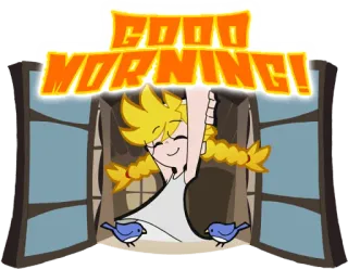 😪 GOOD MORNING! anime, good morning, birds, happy, window telegram sticker