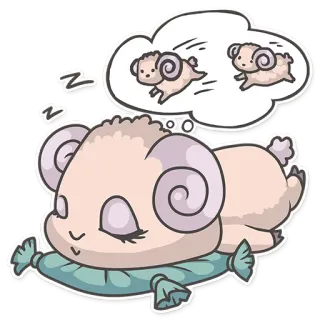🐑 양, 수면, 베개, 꿈, 귀여운, 동물 telegram sticker