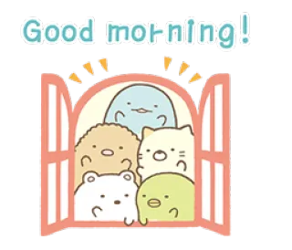 🌞 Good morning! buongiorno, carino, kawaii, saluto, animali whatsapp sticker