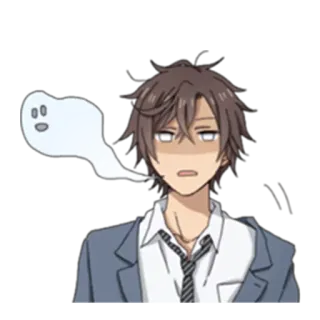 😵 anime, character, ghost, manga, expression, exhausted, tie telegram sticker
