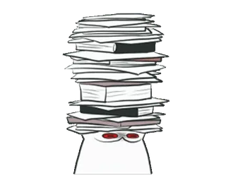 📚 papeleo, pila, dibujos animados, oficina, estrés, carga de trabajo telegram sticker