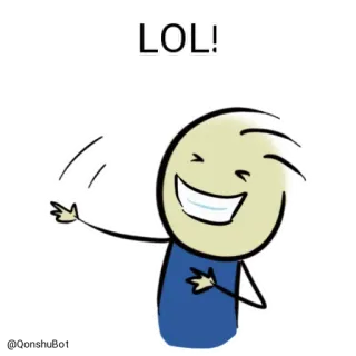 🤣 LOL! lol, cười, người que, hoạt hình, vui vẻ, hạnh phúc, vui nhộn whatsapp sticker