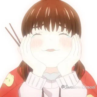 ☺ @Swallowzireael Anime, Cô gái, Nụ cười, Ăn uống, Dễ thương, Đũa telegram sticker