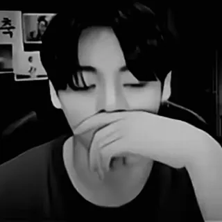 🎤 축 man, black and white, close up, pensive, Korean telegram sticker